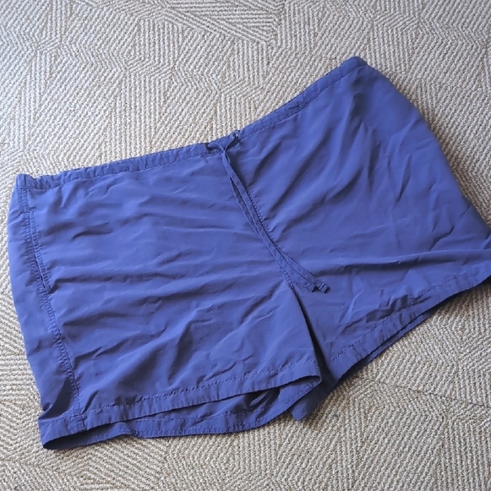 LL Bean Nylon Drawstring Elastic Waist Quick Dry Shorts Blue Purple Packable 2X